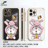 เคสโทรศัพท์เพลงแมวกระต่ายการ์ตูนใหม่กันกระแทกสำหรับ A5 OPPO/A9/A15 / A15S / A16 / A16K / A16E / A17 / A17K / A36 / A76/A96โดราเอมอนที่น่ารักเคสห่อหุ้ม TPU