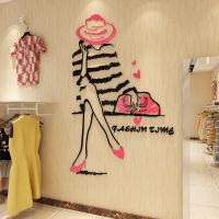 New arrival Fashion Girl Acrylic 3d Wall Stickers for Cloakroom Fitting Room Theme Decals Living Room Home Decor