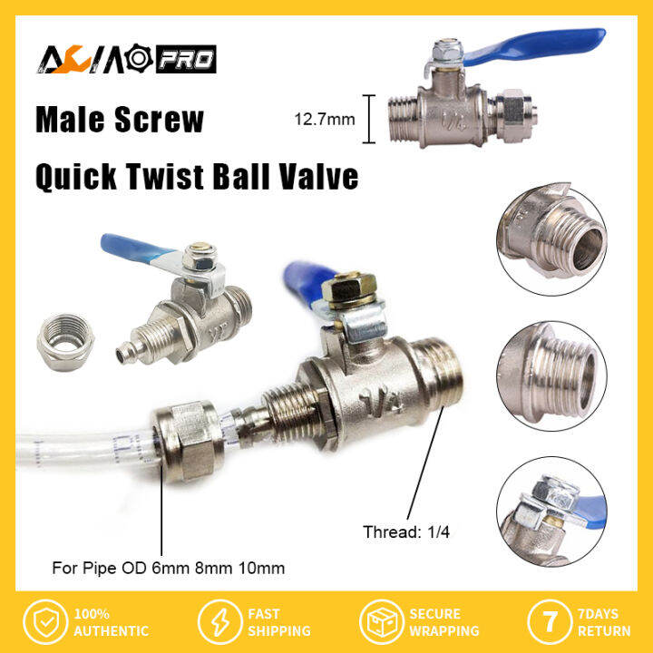 AumoPro 1pc Water Filter Ball Valve 1/4"Bsp Thread For Pipe OD 8mm 6mm