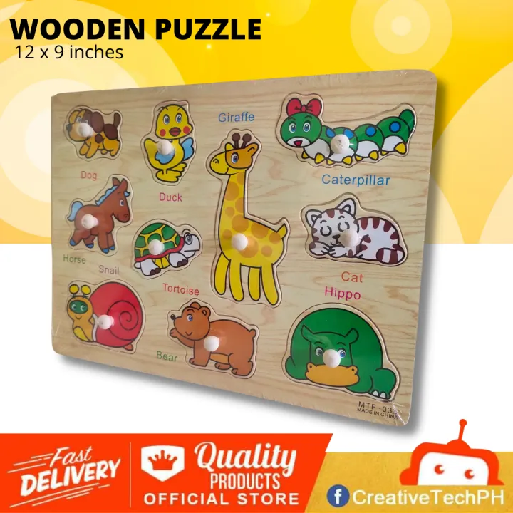 Animals Wooden Puzzle Insert Puzzle Board for Toddlers Children Kids