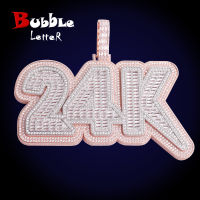 Bubble Letter Customized Name Necklace Iced Out Number Pendant for Men Big Baguette Hip Hop Rock Rapper Jewelry