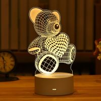 Kids Night Light 3D LED Night Lamp Creative Table Bedside Lamp Romantic Heart Bear Light Kids Gril Home Decor Christmas Gift Night Lights