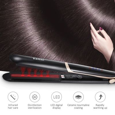 New 2 in 1 Infrared Hair Straightener Ceramic Flat Iron Floating Plate Design Hair Straightening Iron with Adjustable Temp &amp; Instant Heating High Quality DIY Beauty Tool