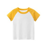 1-10 years old 100 cotton boys and girls tops contrast color short-sleeved childrens T-shirt