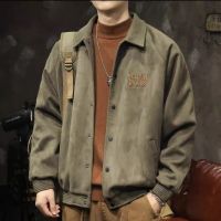 【Ready】? American-style suede velvet lapel baseball uniform male student loose heavy thick embroidery trendy warm jacket jacket male