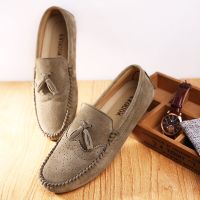 TOP☆Summer Suede Leather Men Loafers Breathable Flats Mens Casual Shoes Moccasins Man Minimalist Lightweight Driving Shoes Sneakers