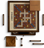 WS Game Company Scrabble Heirloom Edition with Rotating Solid Walnut Cabinet