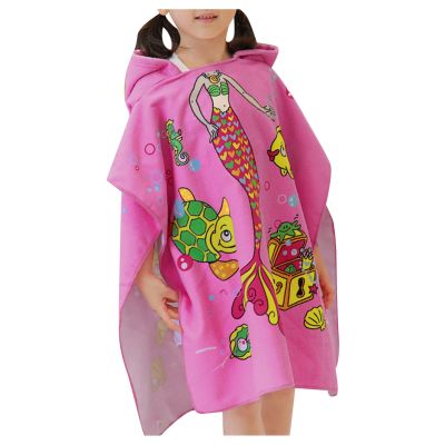 ✁ Baby Cartoon Beach Towel Hooded Swimsuit Cover-up Sundress Baby Hooded Cloak Beach Towel Boys Girls Kids Swimming Bath Towel