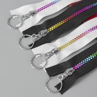 5pcs (15cm-60cm) 5# Bulk Nylon Open End Zipper Colorful Tooth Gradient Zippers for Sewing Luggage Door Hardware Locks Fabric Material