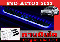 กาบบันได ATTO3 2022 สีนํ้าเงิน LED welcome Light Acrylic ป้องกันรอยขูดขีดทุกครั้งที่ทำการเปิดประตู