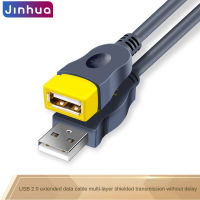 Jinhua สายส่งข้อมูล USB2.0สายพ่วงตัวผู้ไปยังตัวเมีย USB คอมพิวเตอร์ USB แฟลชไดร์ฟเมาส์และคีย์บอร์ดเครื่องอ่านการ์ดเน็ตเวิร์กสายพ่วงสีเทา1.5เมตร