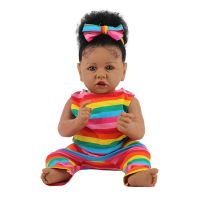 hot！【DT】卐  55CM Saskia Reborn Todderl Baby Lifelike Real African Hand-rooted Hair