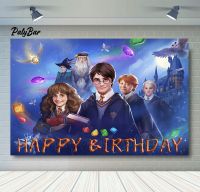 PatyBar Magic Academy Backdrop Kids Birthday Party Photography Background Dark Blue HarryPotter Cosplay Banner Decoration Props