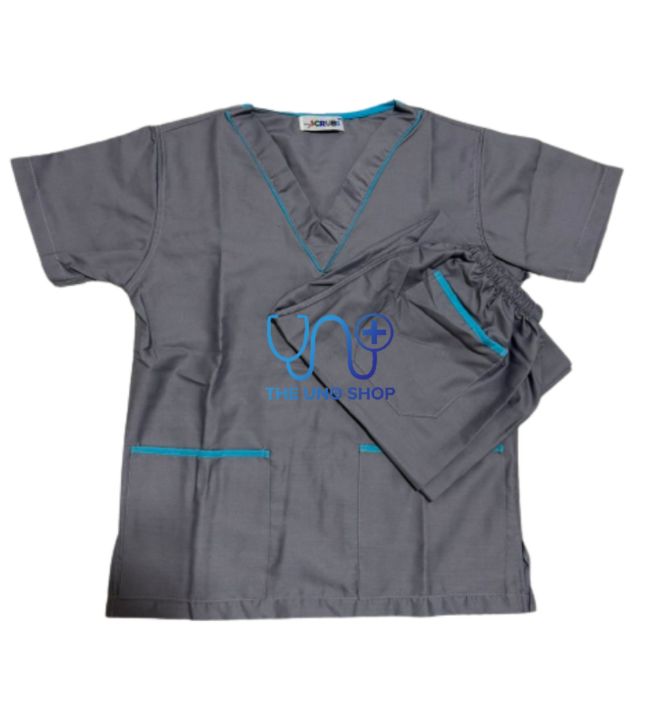 Scrub Suit Gray with Piping My Scrub | Lazada PH