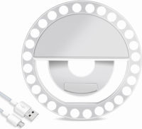 Selfie Ring Light for Phone, Portable Light Ring for Phone, Starkik Rechargeable Cell Phone Mini Fill Light Clip On for iPhone, Laptop, Camera, Zoom Meeting, Make up, 4 Adjustable Light Modes (White)