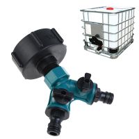 Y Shaped Quick Valved Connector IBC Tank Adapter Tap Connector Valve Fitting Watering Systems Garden Hoses