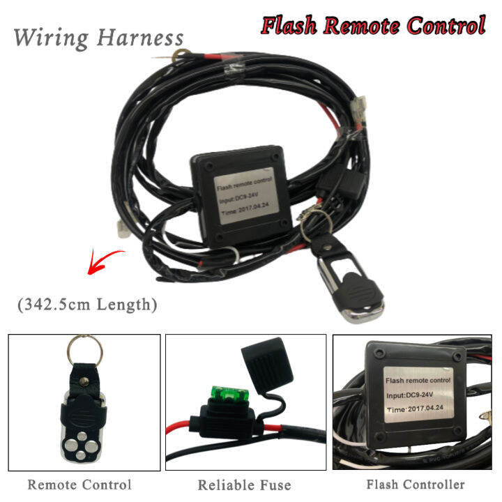 OSCPA 24V LED Light Bar Relay Wiring Harness Light Switch and Strobe