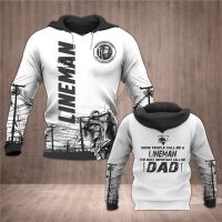 2023 2023 คุณภาพสูง 3DPrint Electrician Lineman IronWorker Harajuku Streetwear Men/Women Unisex Funny Zip Hoodie/Sweatshirt/Jacket-a17 Thin hooded sweater สต็อกเพียงพอ