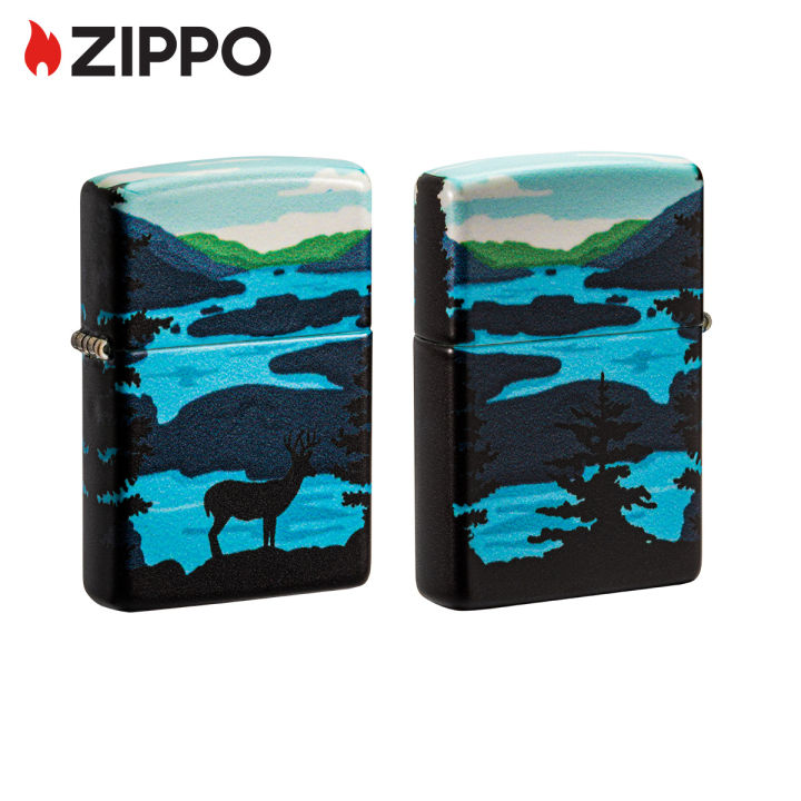 zippo-deer-landscape-design-540-color-windproof-pocket-lighter-zippo-49483-lighter-without-fuel-inside-การออกแบบภูมิทัศน์กวาง-ไฟแช็กไม่มีเชื้อเพลิงภายใน