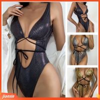 ◄✥ jianxin Swimwear Women Sexy Bathing Suit Lace Up Snake Skin Design Beachwear Swimming Costume for Pool