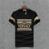 Versace เสื้อยืดคอกลมของผู้ชาย,เสื้อยืดสวมใส่สบายระบายอากาศได้ดีผ้าคอตตอนแท้100% พิมพ์ลายหรูหราสวมใส่สบายฤดูร้อนปี2022