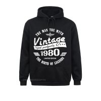 Vintage 1980 Hoodies 40th Birthday Pure Cotton Sweahoodies For Men Camisas Anime 40 Years Old Best Gift New Clothing Shirt Size XS-4XL