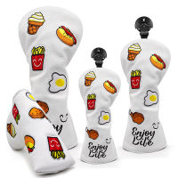 Golf Club Headcovers For Driver Fairway Hybrid Wood Head Covers Hamburger Design #1 #3 #5 Woods Headcover White PU Premium