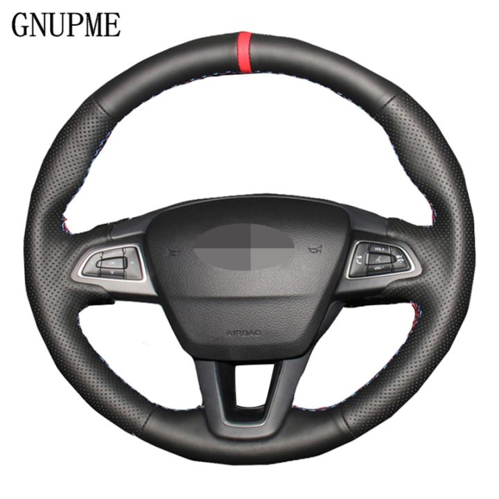 Artificial Leather Steering Wheel Cover Volant for Ford Focus 3 2015 2016 2017 2018 Escape 2016 2017 2018 Kuga 2016 2017 2018