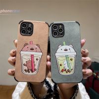 ☞✶ เคส OPPO A7 A3S A5 2020 A5S A15 A54 A93 A94 A53 2020 A12 A92 A31 A9 2020 Reno 4 Lite Reno 4 F Reno 5 Lite 5F Lovely Milk Tea Bear Leather Material Anti-fall เคสโทรศัพท์มือถือ