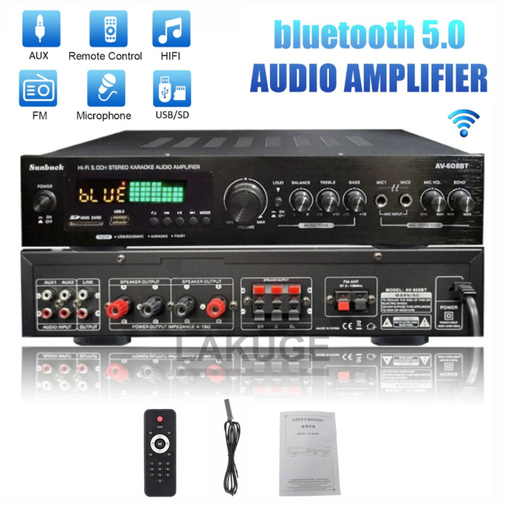 Sunbuck Bluetooth Audio Amplifier Karaoke 5CH 600W AV-608BT | Lazada ...