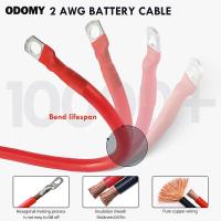 ลวด2AWG เครื่องแปลงไฟทองแดงเส้นเล็กขนาด2นิ้วเซ็ทสายแบตเตอรี่เกจ์ขนาด3/8นิ้วสายเครื่องแปลงไฟอินเวอร์เตอร์กำลังไฟแบตเตอรี่ทนทานสำหรับรถยนต์