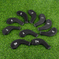 10Pcs Neoprene Golf Club Head ครอบคลุมหัวเหล็ก Wedge Headcover ป้องกันชุดจำนวนพิมพ์และซิปกอล์ฟคลับอุปกรณ์เสริม Black