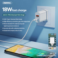 Remax 18W 2 port QC 3.0 + PD3.0 dual fast charging adaptor Charger plug