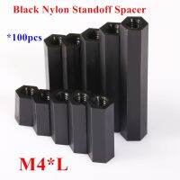 100pcs M4x6/8/10/12/15/20/25/30mm female female Black Nylon Hex Standoff Spacers plastic spacing screws Long Hex nuts