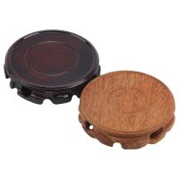 Retro Wooden Display Stand Tea Set Household Strange Stone Crafts Solid Carved Round Base Literary Fashion Ornaments