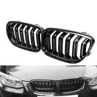 Car Carbon Fiber Glossy Black Double Slat Front Kidney Grille Grill for E90 E91 3 Series 2009-2011