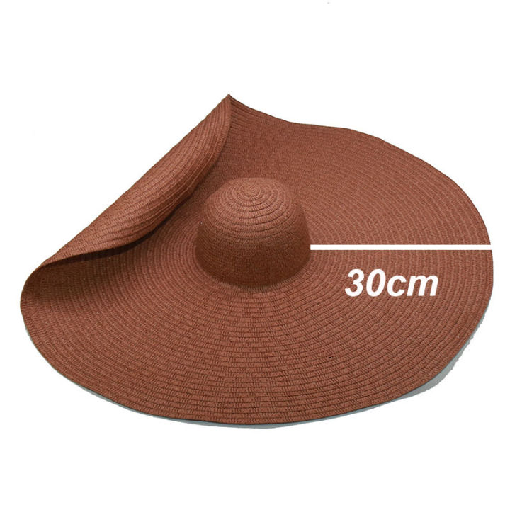 Large Wide Brim Beach Hats For Women 25cm30cm Big Brim Sun Protection Hats Anti UV 50 Summer Straw Hat Wholesale