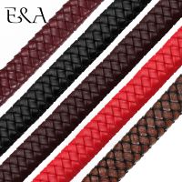 12x6mm Flat Square Leather Rope Uninterrupted Braided Cord For DIY Men Bracelet Jewelry Craft Making Accessories Wholesale