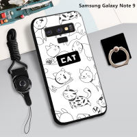 เคสนิ่มสำหรับ Samsung Galaxy Note 9เคสโทรศัพท์คลุมทั้งหมดกล่องทาสีป้องกันการตกกันรอยขีดข่วนฝามีที่ถือวงแหวนและเชือกโทรศัพท์