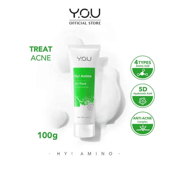 ๑ YOU Hy! Amino Facial Wash Anti Acne/ Hydrating/ Brightening/ Oil Control 100g Lazada