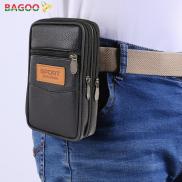 BAGOO Vintage Đa-Chức Năng Chất Liệu Da PU Túi Đeo Eo Hông Nam Thường Ngày