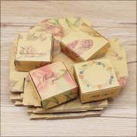 ✜▥ ZerongE jewelry10pc DIY THANK YOU gifts packag Vintage kraft flower Gifts box Packaging For Wedding home party suppiles