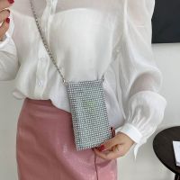 【Lanse store】กระเป๋าสายโซ่สำหรับผู้หญิง,2022กระเป๋าเอกสารสะพายข้างสะพายไหล่กระเป๋าถือสตรีพลอยเทียม