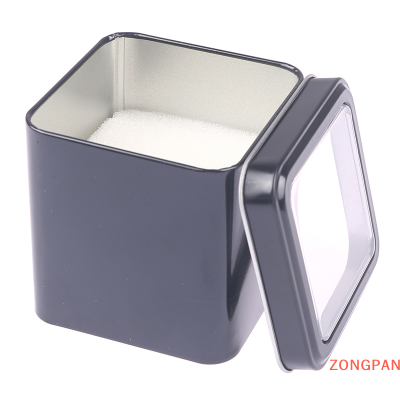 ZONGPAN กล่องจัดระเบียบนาฬิกาสี่เหลี่ยมสีดำ8ซม. ผู้ถือโชว์แผ่นดีบุกสามารถปิดเครื่องประดับโลหะกล่องของขวัญกล่องแสดงพร้อมเบาะ