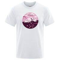 Mount Fuji Full Of Cherry Blossoms Print Men Shirts Loose Clothing Loose Man Gildan