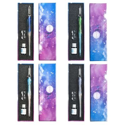 Crystal Starry Sky Glass Ink Pen Glass Dip Pen For Writing Fountain Pen Set Gift