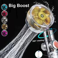 New Propeller Shower Head High Pressure Water Saving Turbo Showerhead With Fan Built-in Filter Rainfall Hand Bathroom Shower