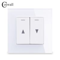 ✿◐ Coswall Curtain Switch Wall Switch For Electric Curtain Lifting Equipment Crystal Glass Panel