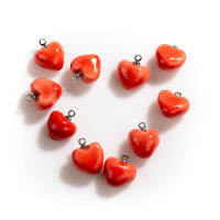 13#5pcs Handmade Pottery DIY Cartoon Little Red Heart Beads Jewelry Part For Necklace Ceramic Pendant Wholesale #XN128