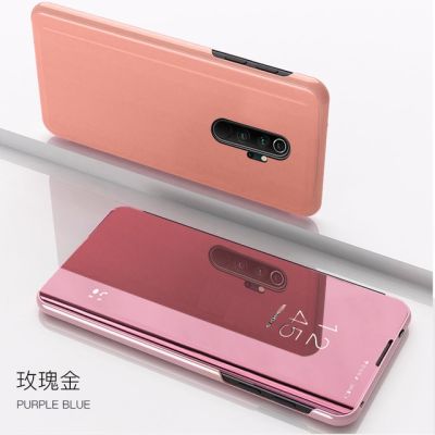 เคสโทรศัพท์มือถือแบบพับกระจกสมาร์ทสำหรับ Xiaomi Redmi Note 9 9S 8T 8 7 6 Pro K20 K30แท่นวางที่ทำจากหนัง PU เคสสำหรับ Redmi 8 8A กรอบ